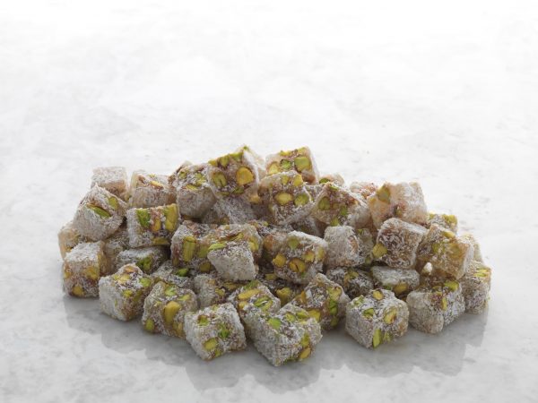 Hard Consistency Turkish Delight with Pistachio Covered by Coconut