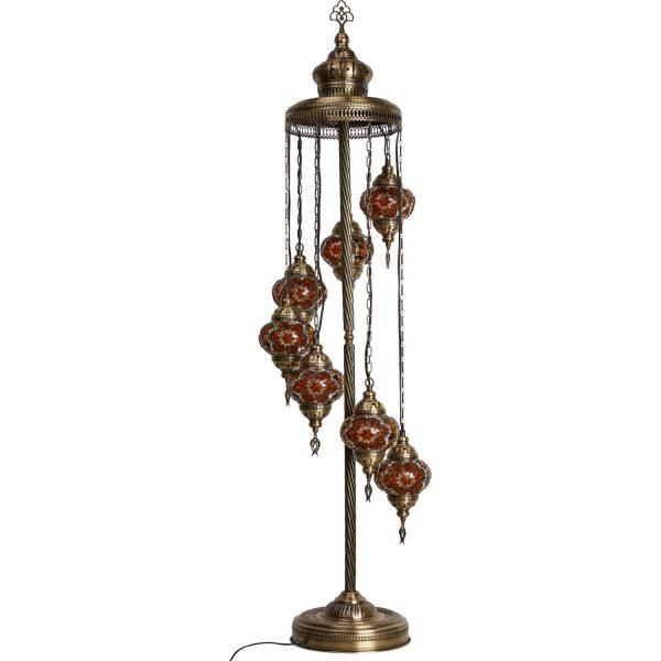 Authentic Footed Floor Lamp with 7 Gold Pendants