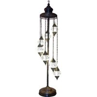 Authentic Footed Floor Lamp with 7 Lighter White Pendants