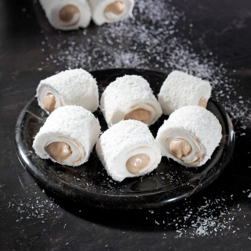 Hazelnut and Hazelnut Paste Filled Coconut Covered Turkish Delight