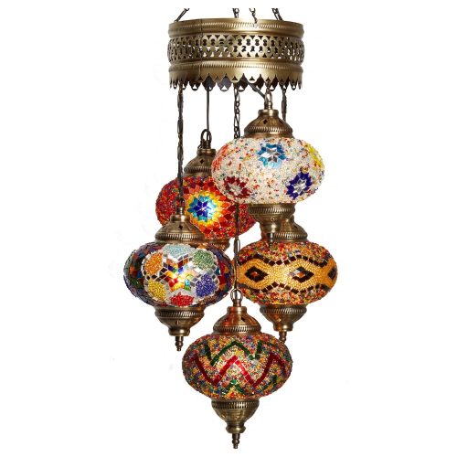 Mosaic Lamp, 5 Pendants Amazing Colors