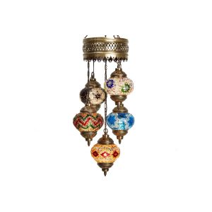 Mosaic Lamp, 5 Pendants Colorful