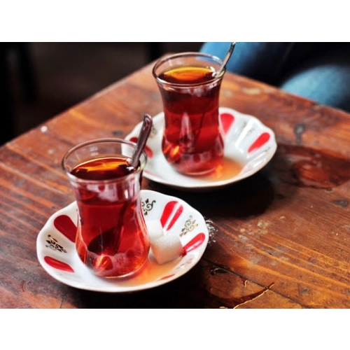 Traditional Red Turkish Tea Saucers, 6 pieces