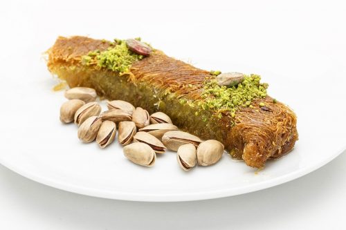 Twisted Kadayif with Pistachio and Milk Sauce