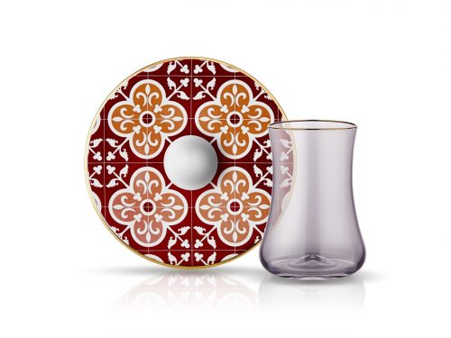 Claret Red Tea Glass Set (12 Pcs)