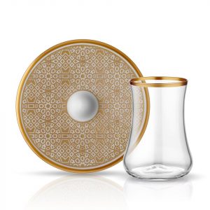 Dervish Ottoman Gold Tea Glass Set (12 Pcs)