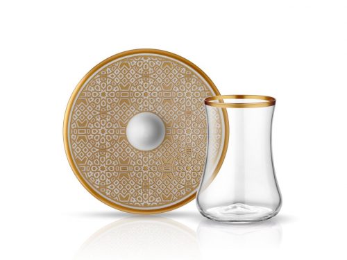 Dervish Ottoman Gold Tea Glass Set (12 Pcs)