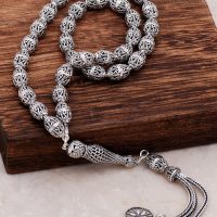 Filigree Embroidered Craftsman Design Silver Rosary 280