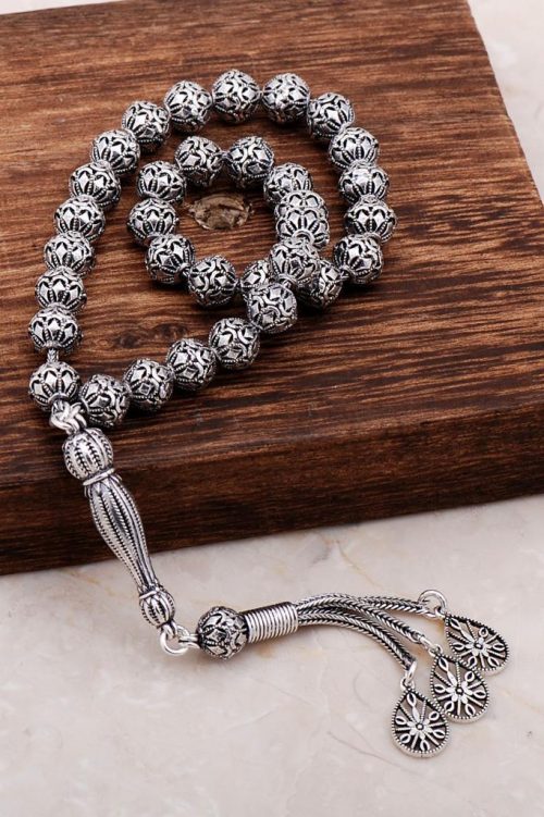 Filigree Embroidered Craftsman Design Silver Rosary 286