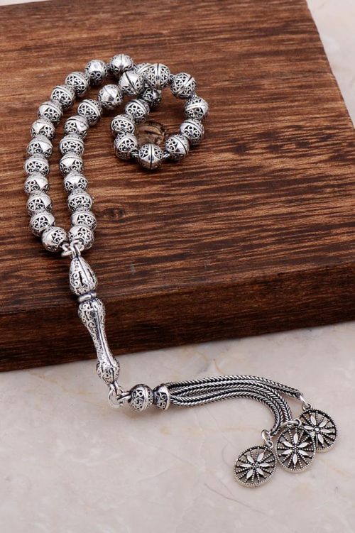 Filigree Embroidered Craftsman Silver Design Rosary 291