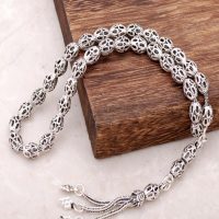 Filigree Embroidered Handmade Oxide Silver Rosary 214