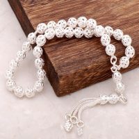 Filigree Embroidered Handmade Silver Rosary 101