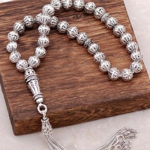 Filigree Embroidered Special Design Silver Craft Rosary 268