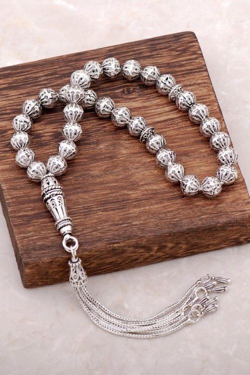 Filigree Embroidered Special Design Silver Craft Rosary 268