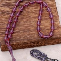 Master Craft Kazaziye Embroidered Silver Tassel Fire Amber Rosary 242