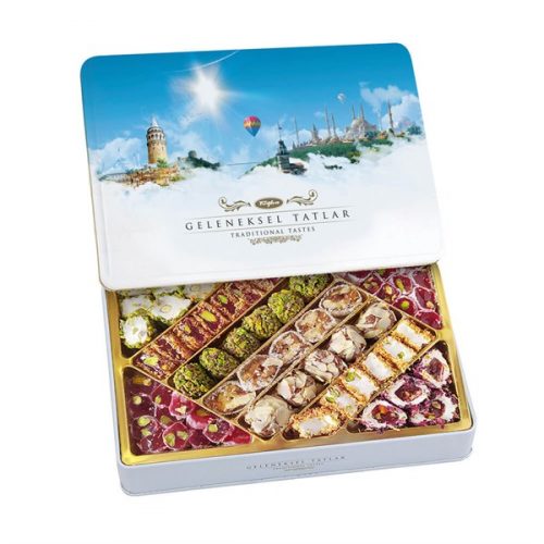 Traditional Turkish Delight in Metal Box Turkish Delight, 19.04oz - 540g